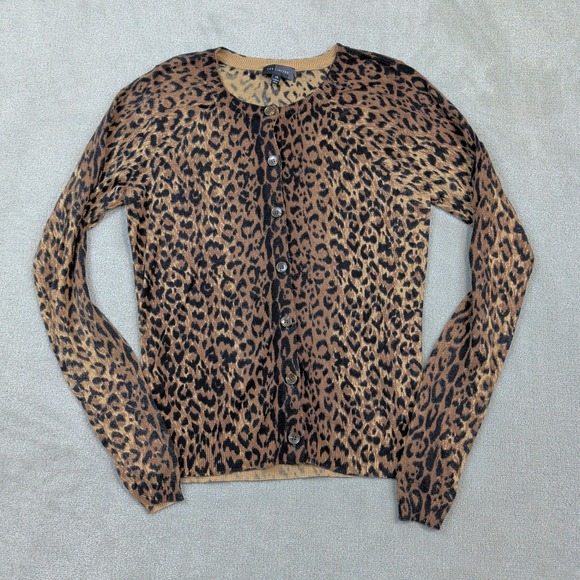 The Limited Cardigan XS Womens Leopard Print Cotton Blend Button Up Sweater — photo 2
